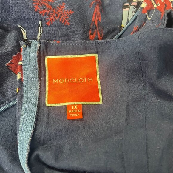 Modcloth Retro Nutcracker Dress Size 1X Holiday Pin Up Soldier Blue Holiday - Picture 6 of 8